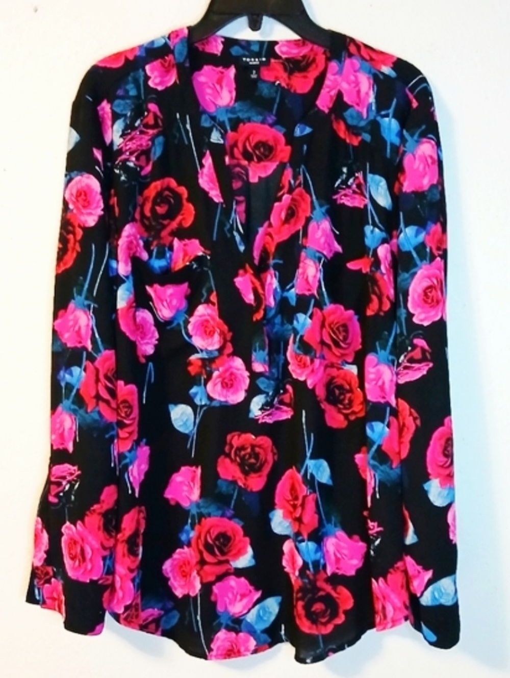 Torrid Harper Blouse with Pink and Blue Floral Design Size 2XL Romantic